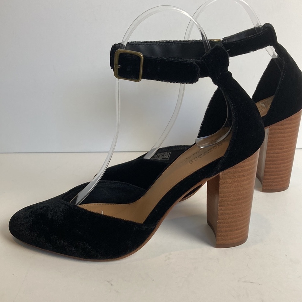 Anthropologie Soludos Collette Heels Leather Velvet Sz 7.5 Night Out Party Prom - Picture 9 of 16